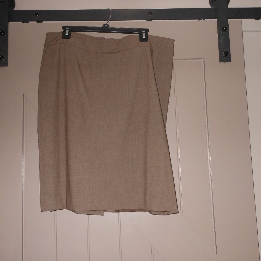 Women Calvin Klein Brown Lined Skirt, Back Zip, Size 16, Knee Length